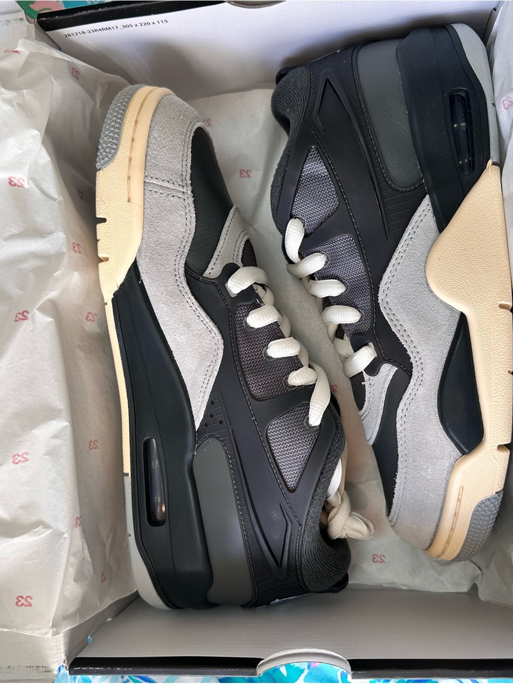 Jordan Men's Low-Top Sneakers in Black, Gray & Cream